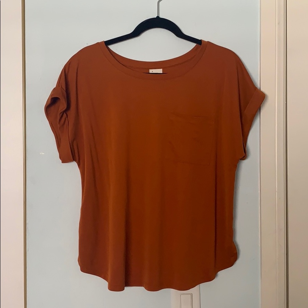 Burnt orange cuffed sleeve top